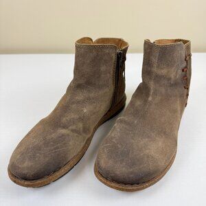 EUC Born Taupe Distressed Suede Leather Ankle Boots